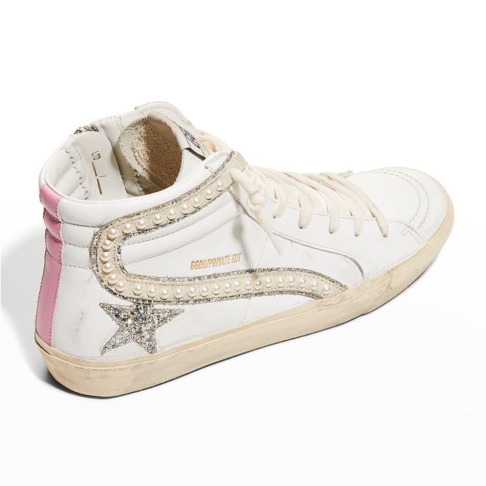 Limited Edition Slide Mid-Top Glitter Pearly-Stud Sneakers